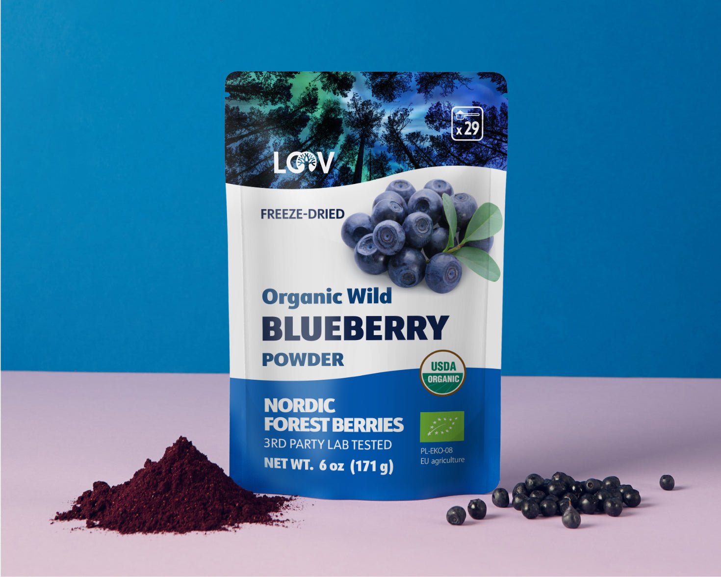 Blueberry Powder | Wild & Freeze Dried | LOOV Organic – Farmatuur