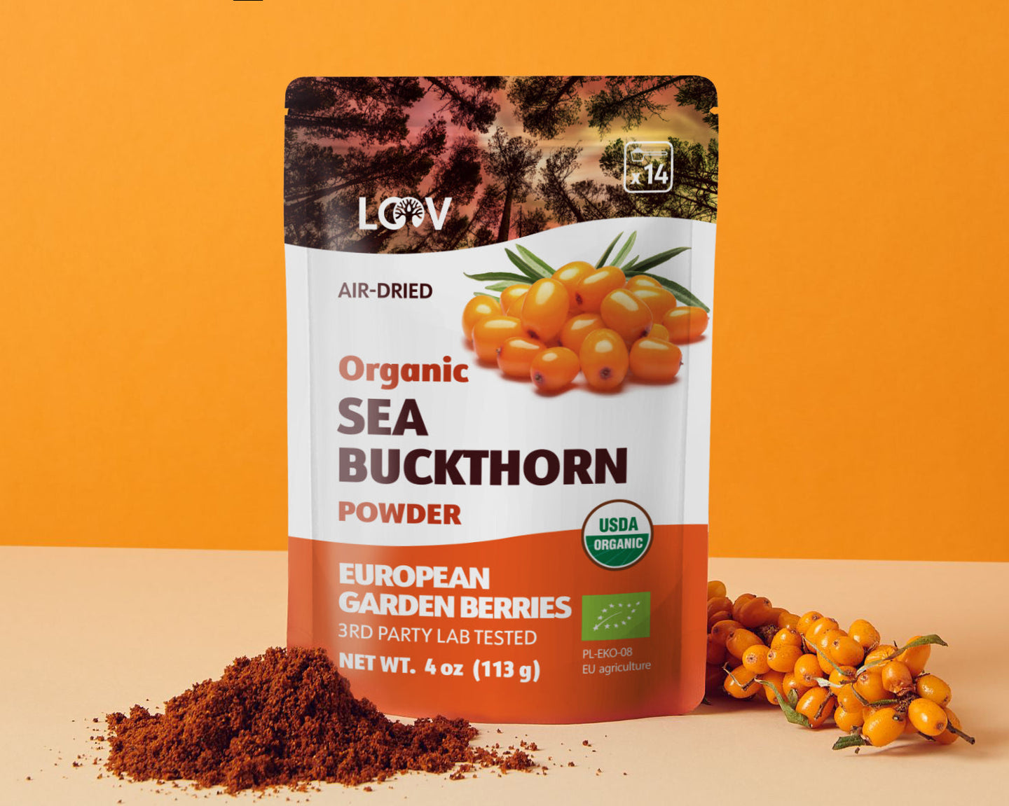 Sea Buckthorn Powder - Organic & Air-Dried