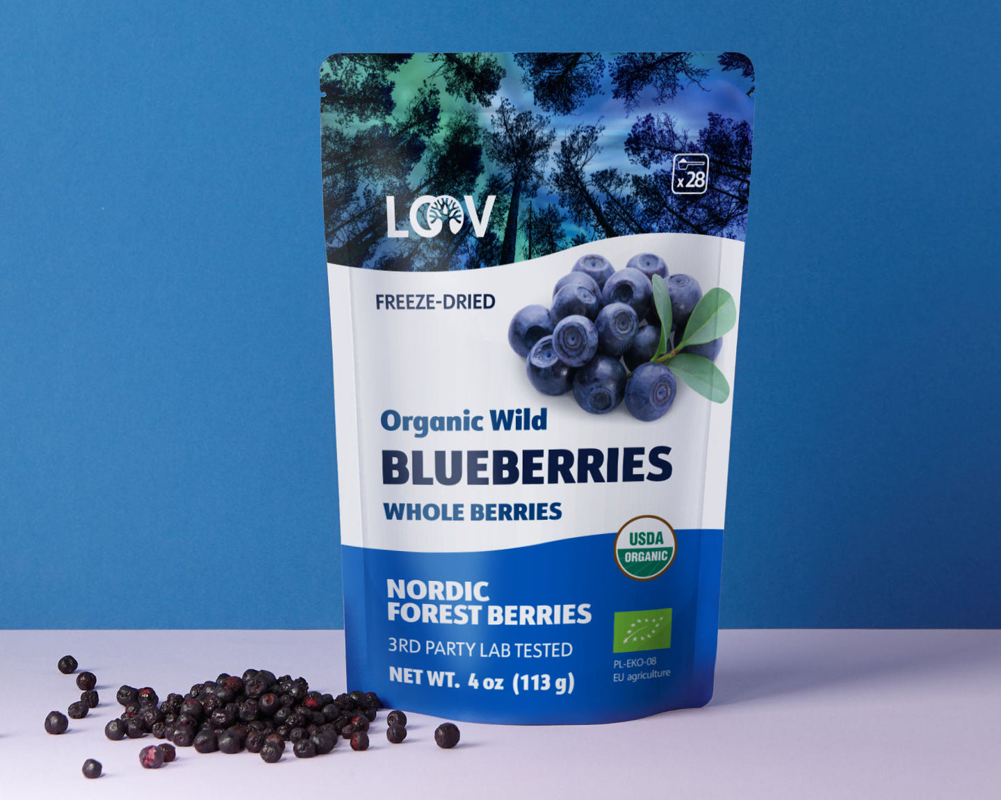 Freeze Dried Blueberries - Wild & Organic - Whole Berries