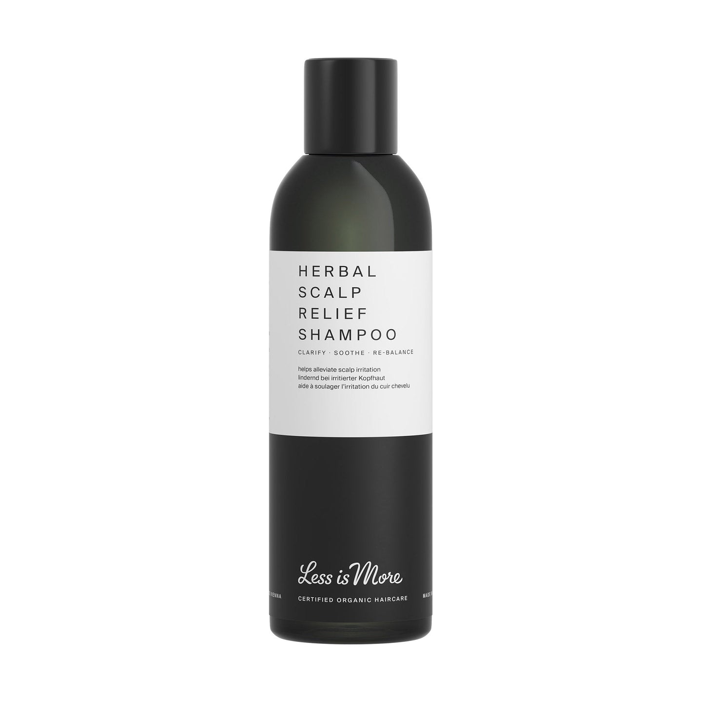 Less is More Herbal Scalp Relief Shampoo, 200ml, dunkle rePET Flasche