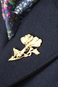 Golden Grand Ginkgo Brooch - Farmatuur