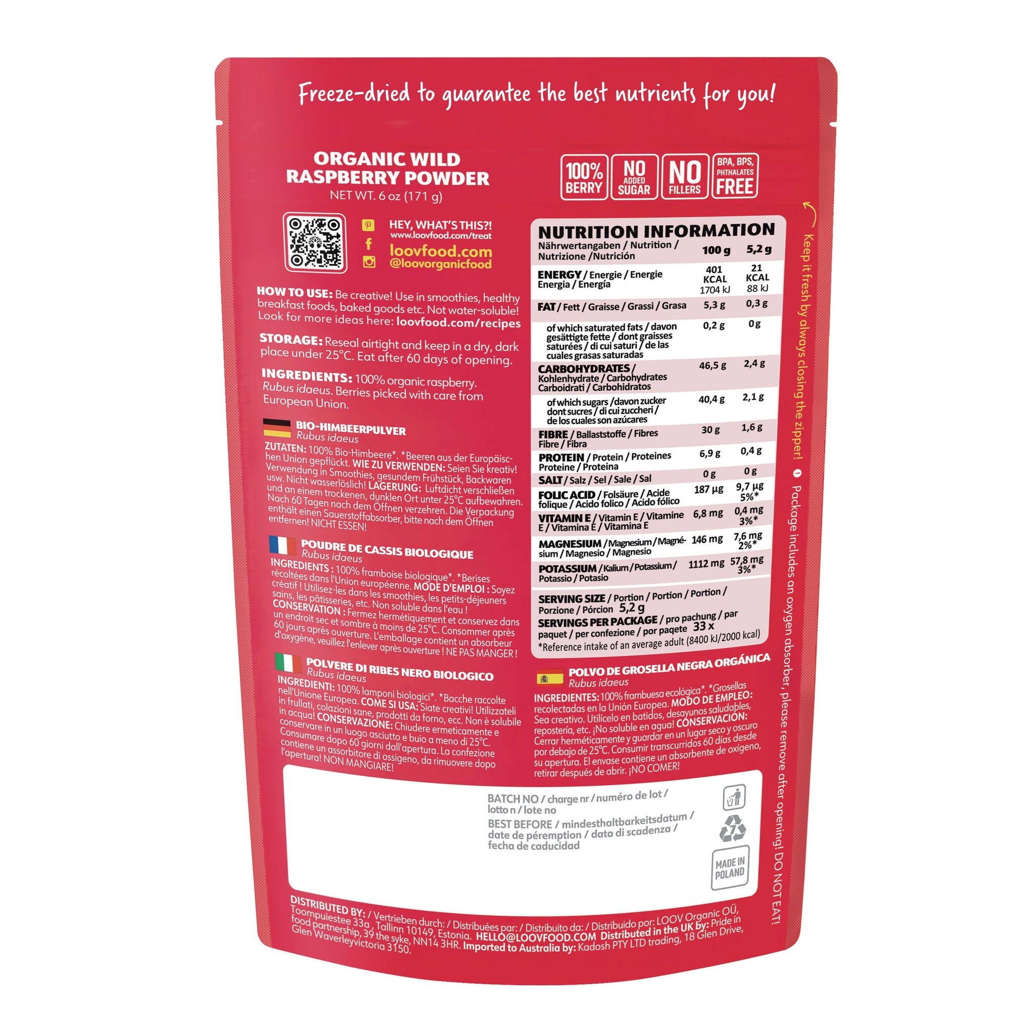 Organic Berry Powder - Freeze Dried Raspberries - Farmatuur