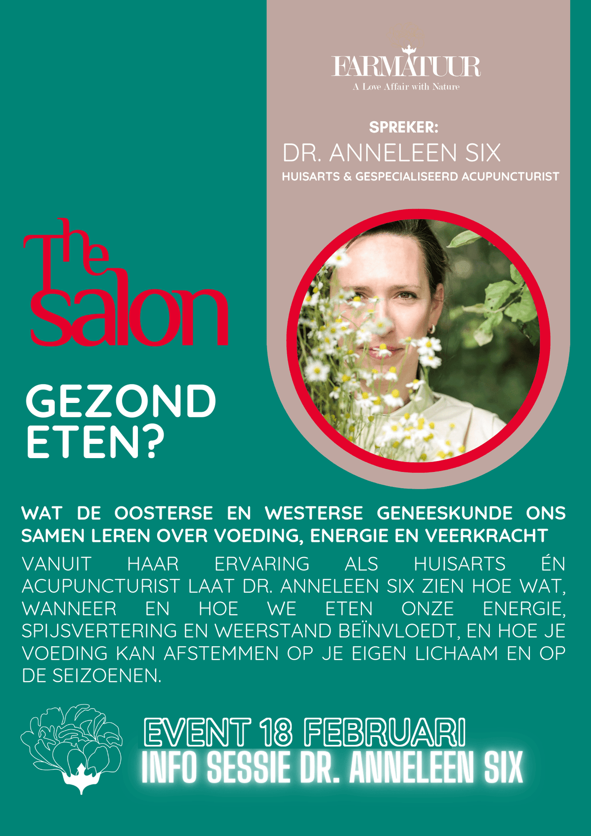Salon session : manger sainement ? avec le Dr Anneleen Six - 18 févr. - Farmatuur